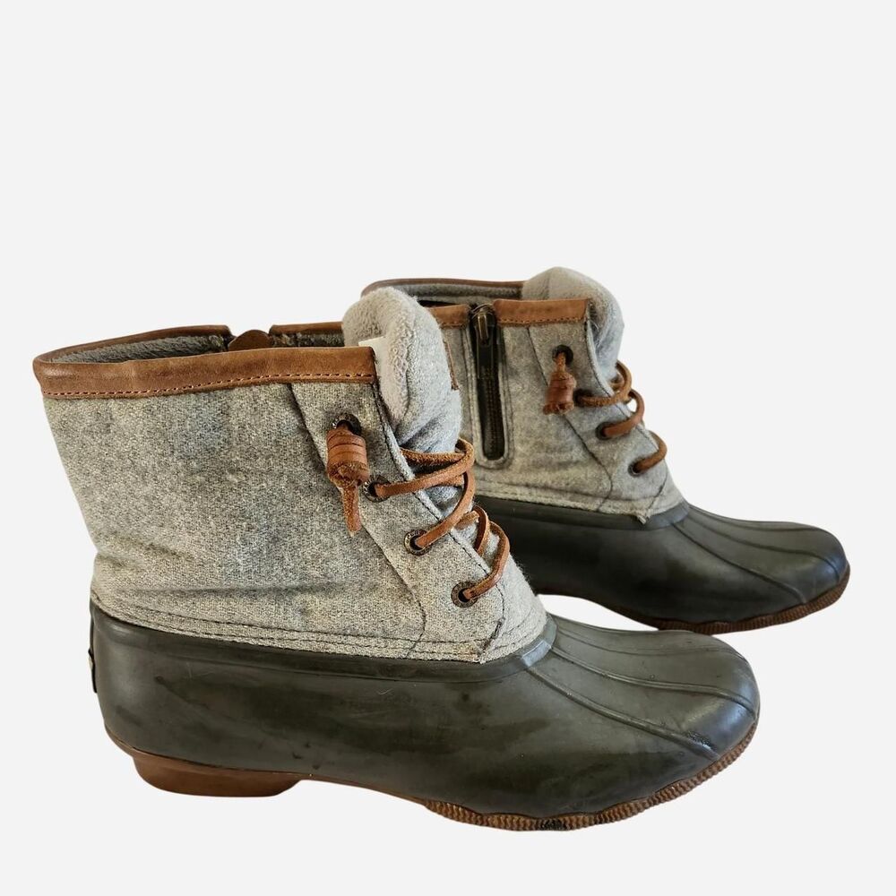 Sperry Women's Grey Wool Saltwater Duck Boots 8.5